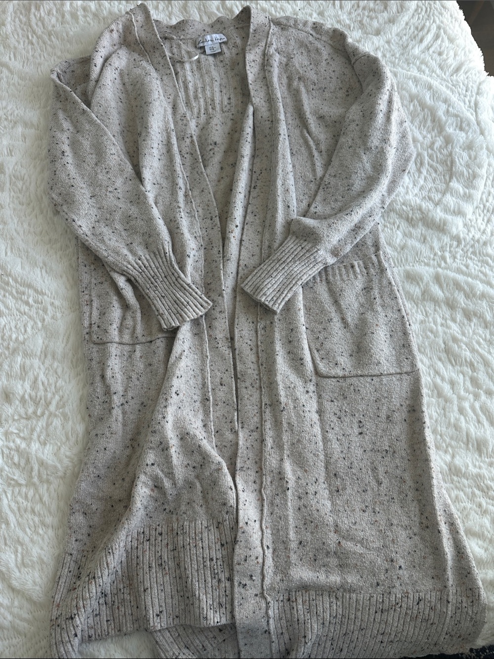 Cozy Open-Front Speckled Oatmeal Cardigan